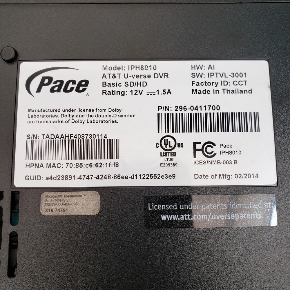 AT&T U-Verse Pace IPH8010 Used