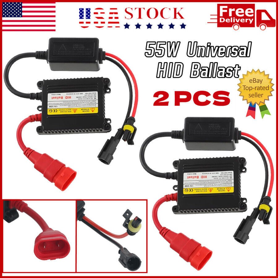 2Pcs 12V 55W HID Ballast Replacement Ultra-Slim Ballast Car Xenon Light Kit US