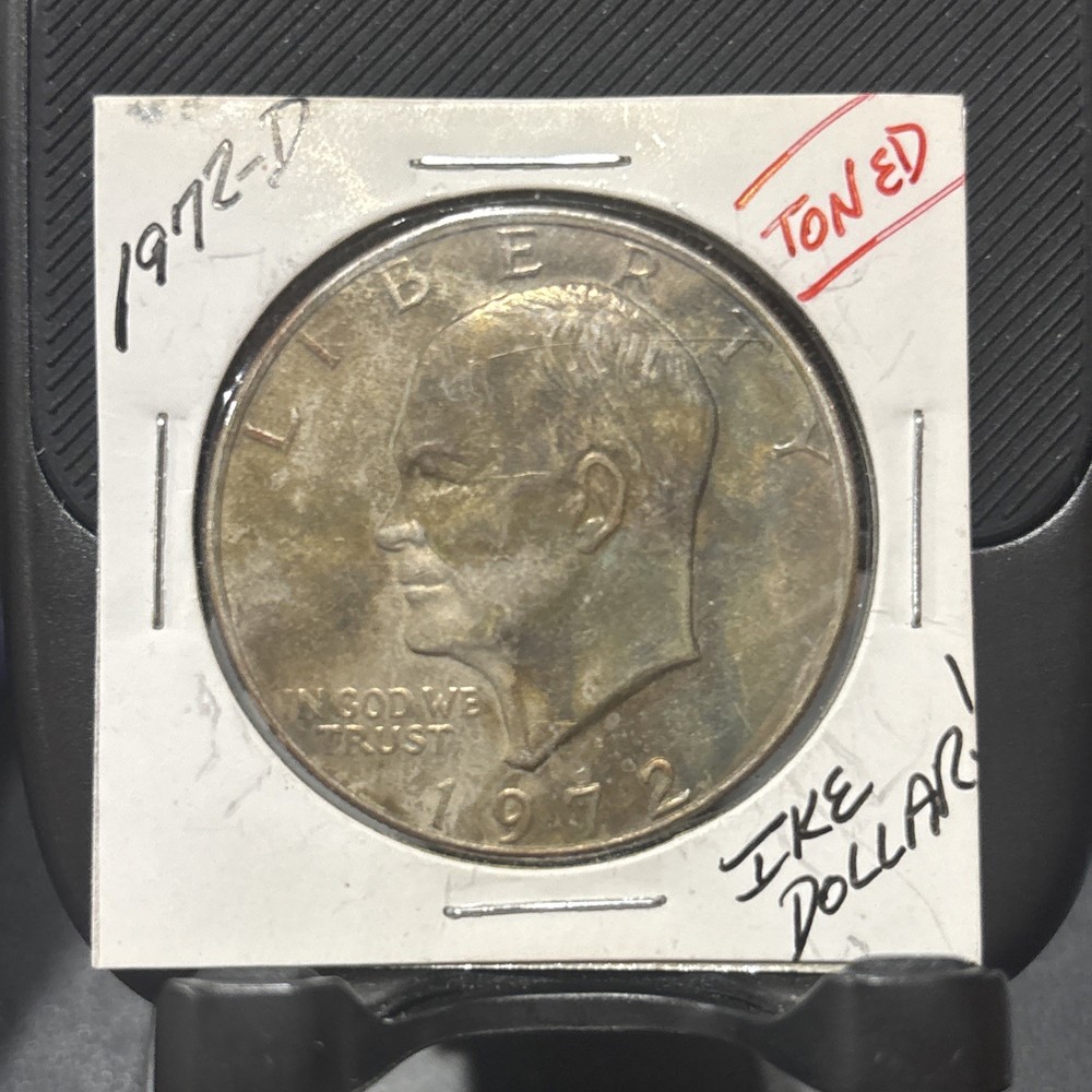 1972 D Ike Dollar Au!!-Improperly annealed toned - unique