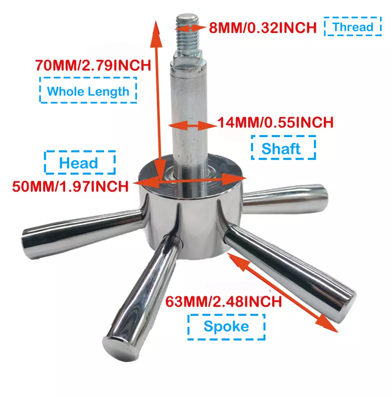 Gun Safe Handle - Premium 5 Spoke Handle with Chrome For Safe / Vault Handle