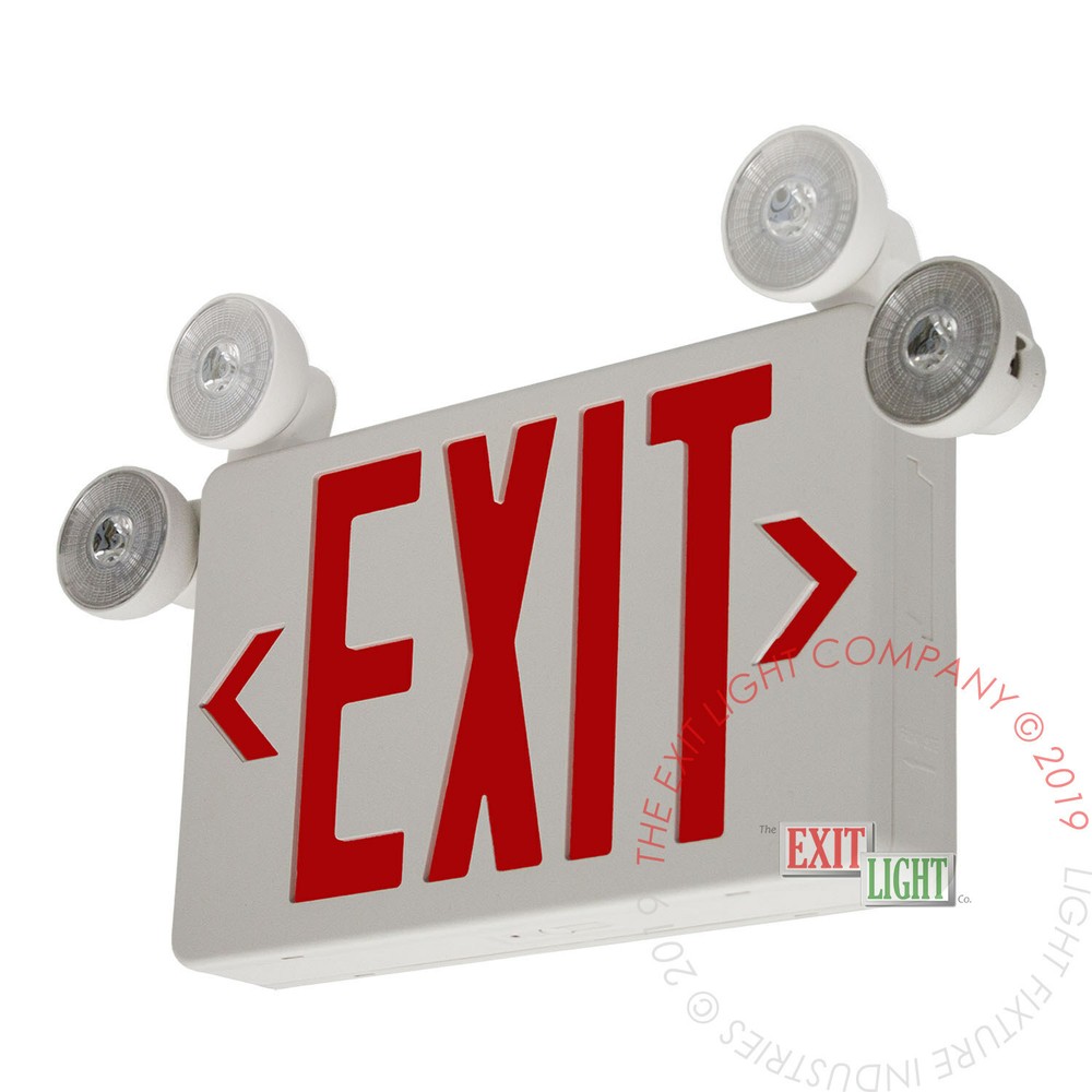 LFI Lights | Red LED Exit Sign Emergency Light Combo | Compact UL COMBOC-R-W-BB