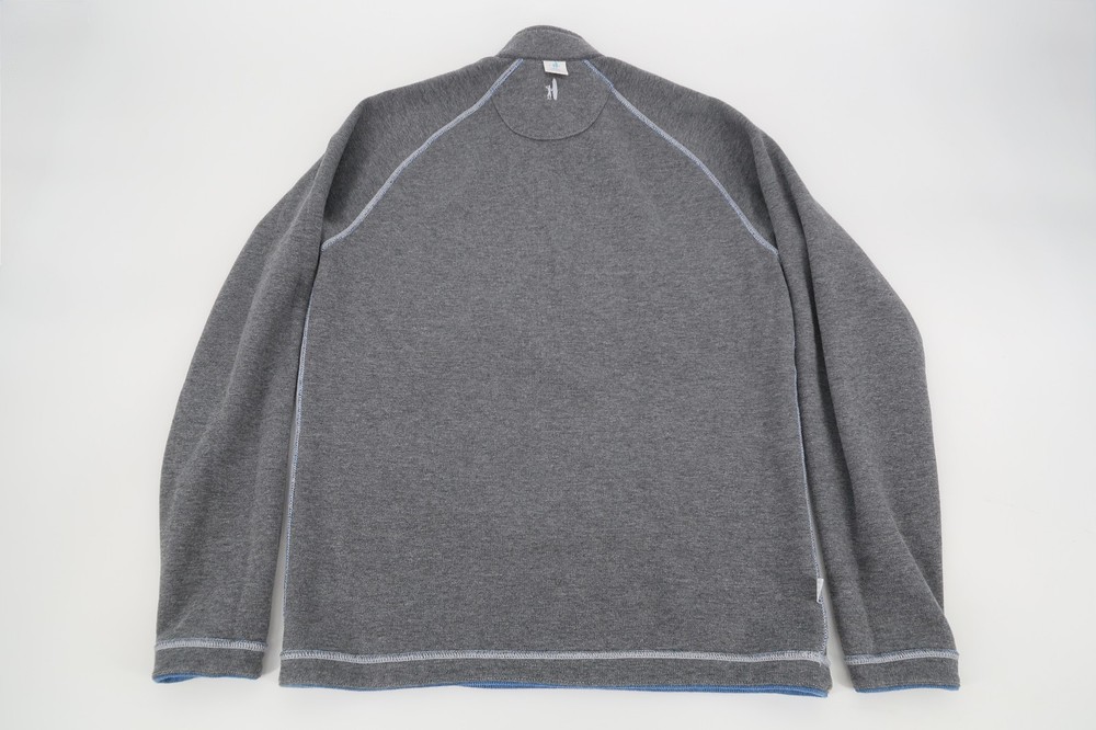 Johnnie O Pullover Mens Medium Blue Gray Turner Reversible 1/4 Zip Sweater