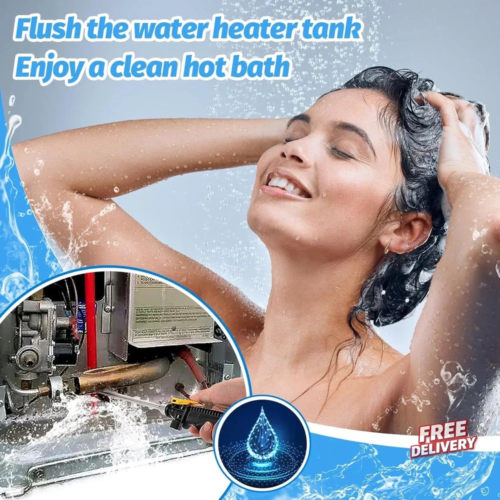 RV Water Heater Tank Rinser - Powerful Cleaning Hot Water Flush Wand, Travel Tra