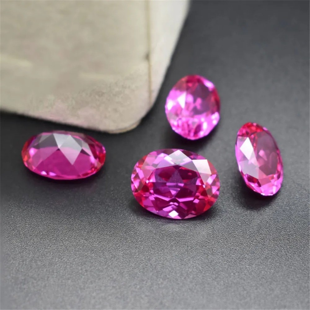Pink Ruby Mohs Hardness 9 Oval Cut Gemstone Egg Shape Faceted Ruby Gem