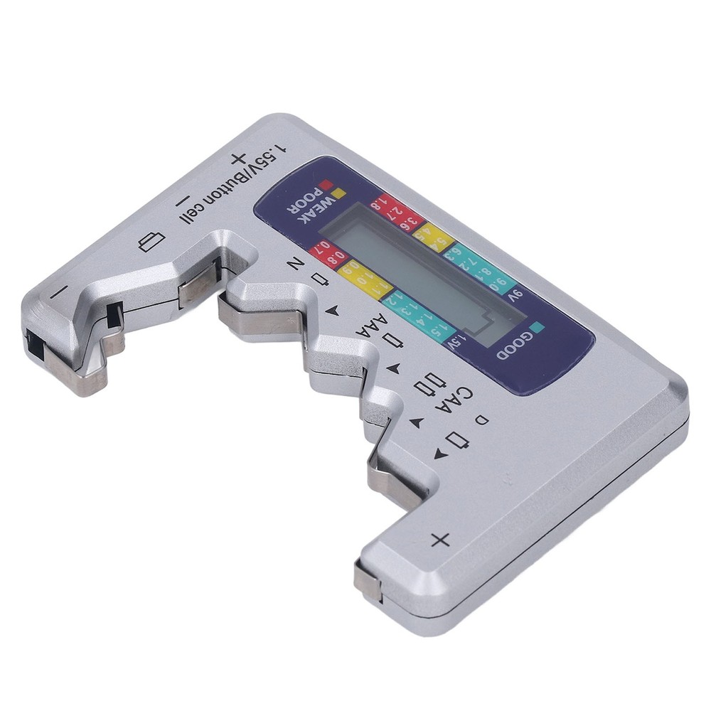 Digital Battery Tester LCD Screen Button Cell Battery Checker Silver