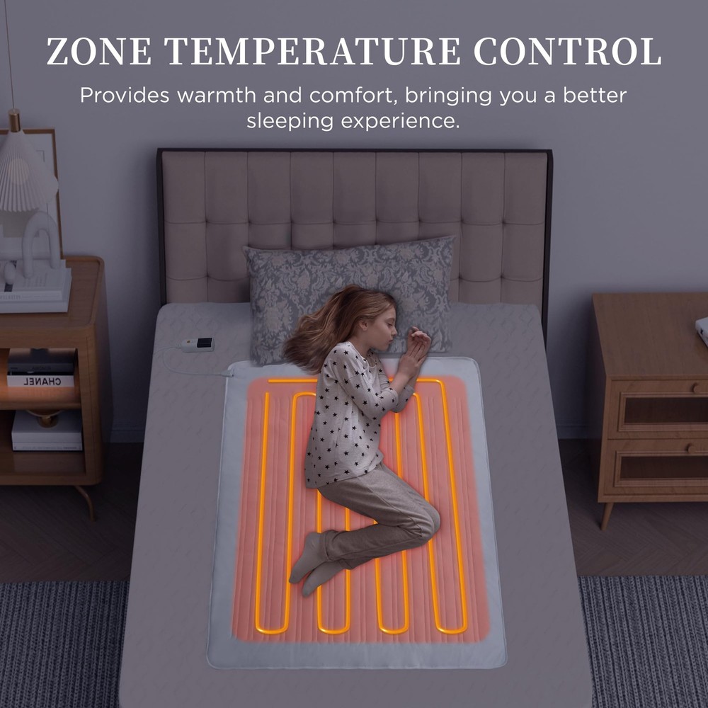 Texciting Heated Mattress Pad Mini Twin Size-Single Controller Electric Mattr...