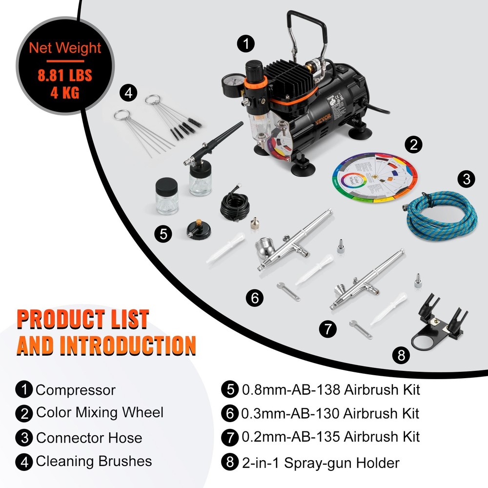 Airbrush Ensemble Expert Airbrush Kit Compressor Multi-Use Dual-Action Gra