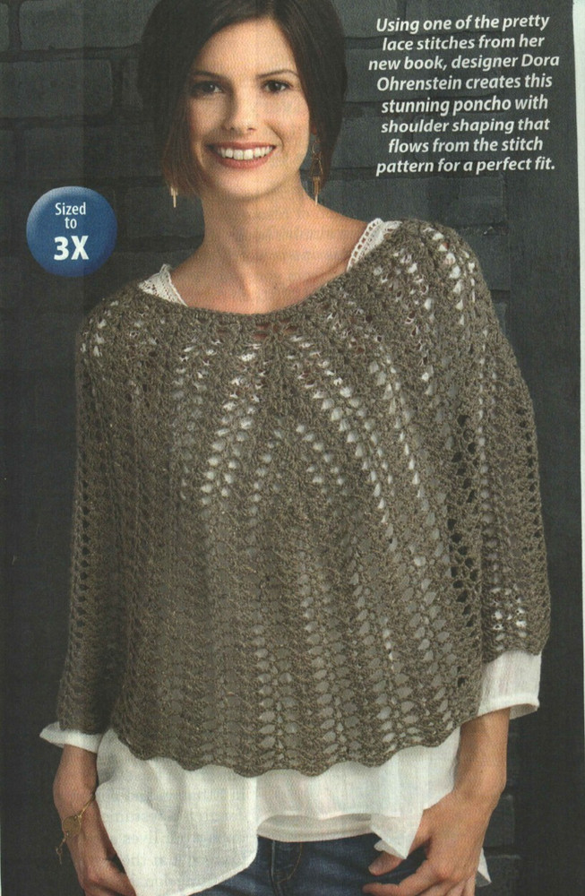 TIFFANY PONCHO 3 SIZES WOMEN'S CROCHET PATTERN INSTRUCTIONS