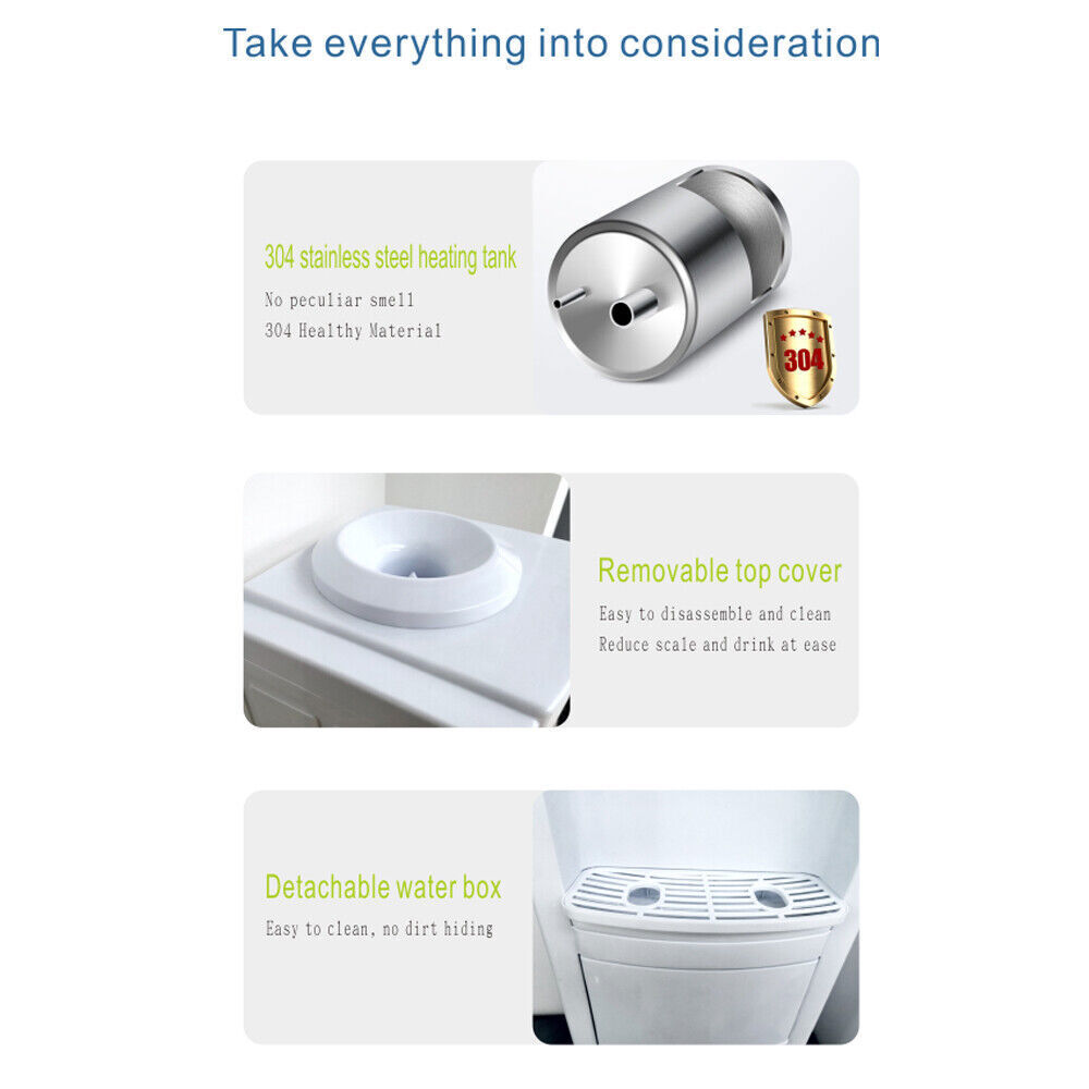 3-5 Gallon Hot & Cold Water Cooler Dispenser Top Loading with Storage Cabinet