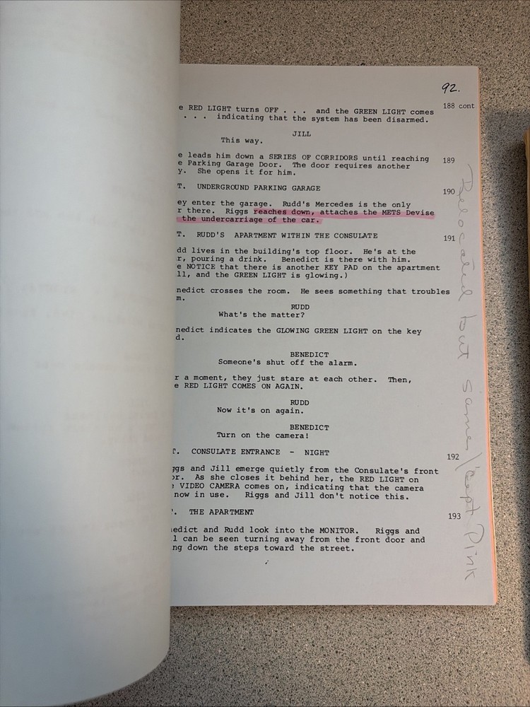 1989 LETHAL WEAPON 2 Movie Script + Production Notes Screenplay Shane Black