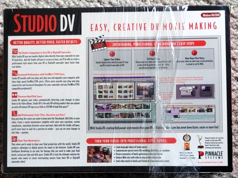 Pinnacle Studio DV Pro Editing Software Windows 98 2000 NEW OPEN BOX