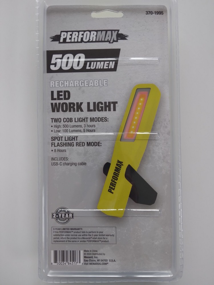 Performax 500 Lumen Rechargeable Handheld Work Light