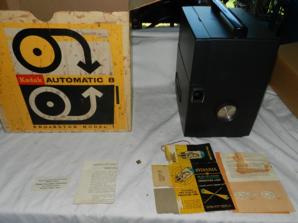 Vintage Kodak Automatic 8 Projector Model 1 Original Box and papers