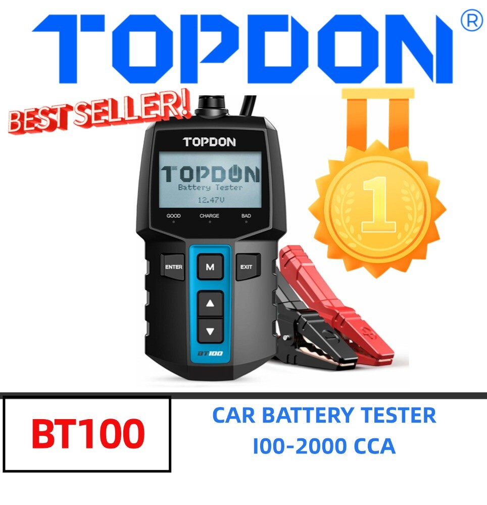 TOPDON BT100 Car Battery Tester 24V 12V Load Tester Charging System Analyzer