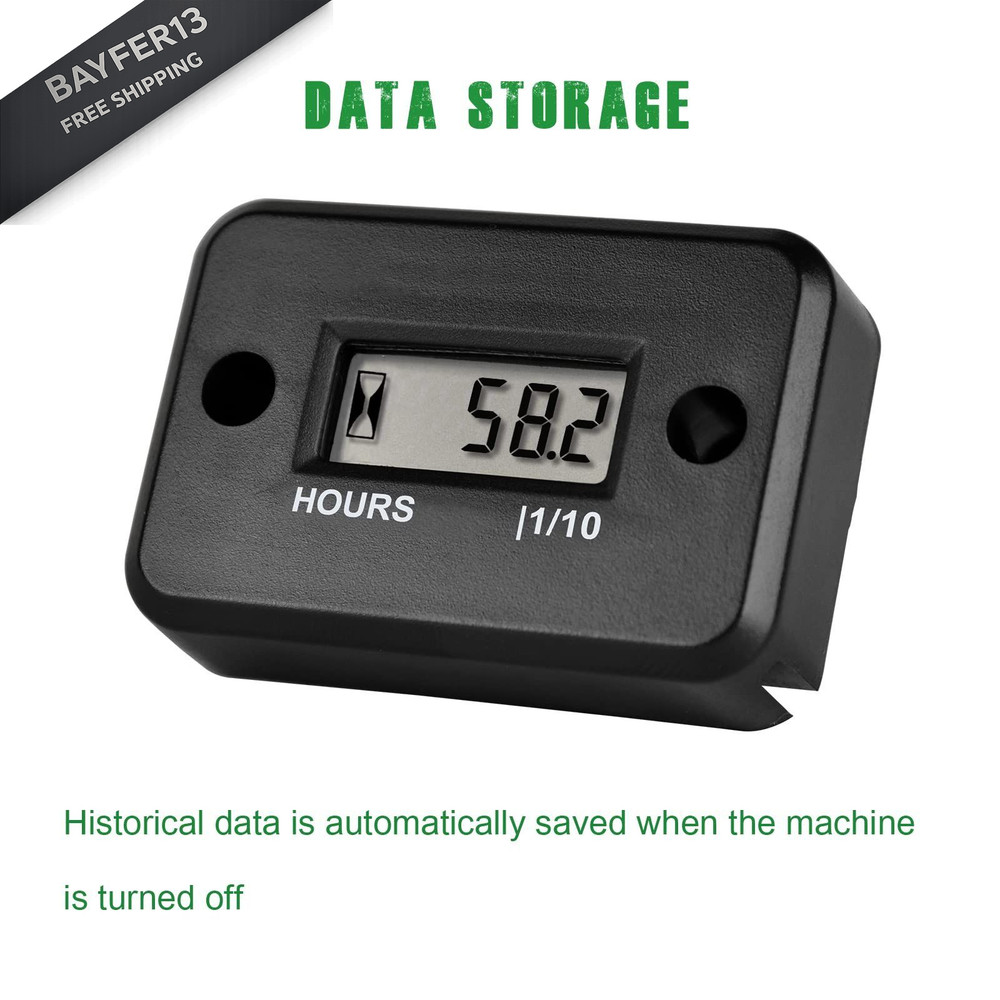 Yooreal Digital Inductive Hour Meter,Gas Engine Hr Meters,Dirt...