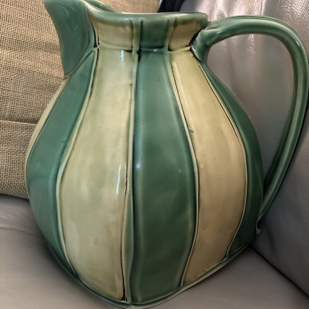 Handmade Art Pottery Pitcher Vase Squared Base Signed