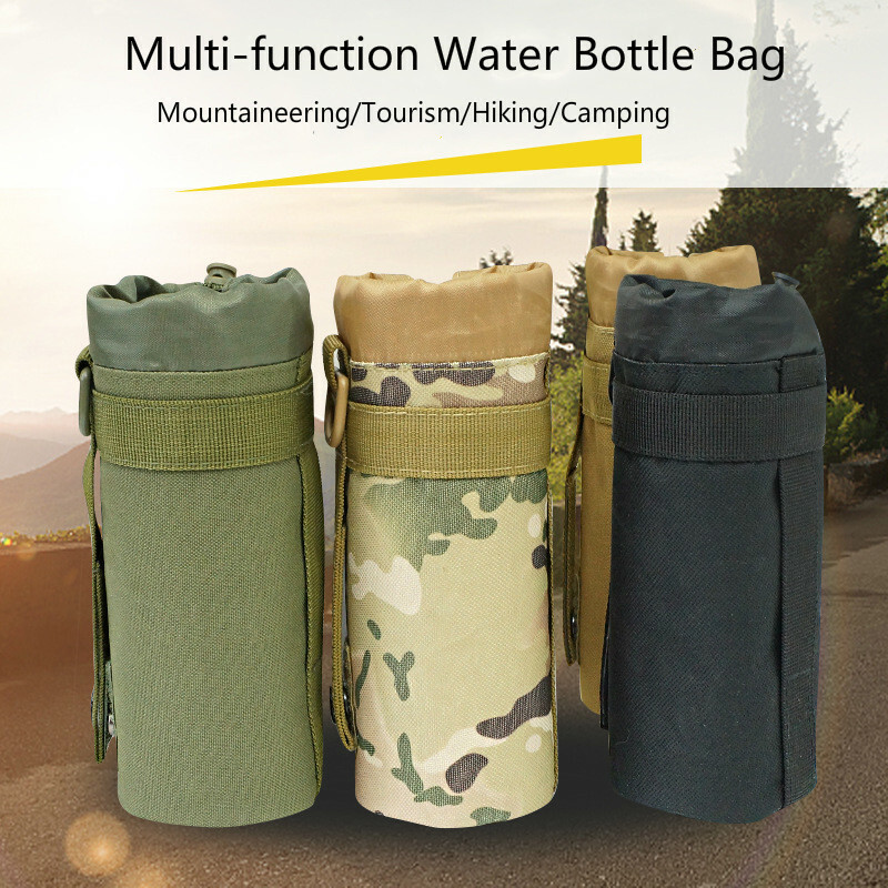 Drawstring Water Bottle Bag Tactical Molle System Cycling Kettle Pouch Holder US