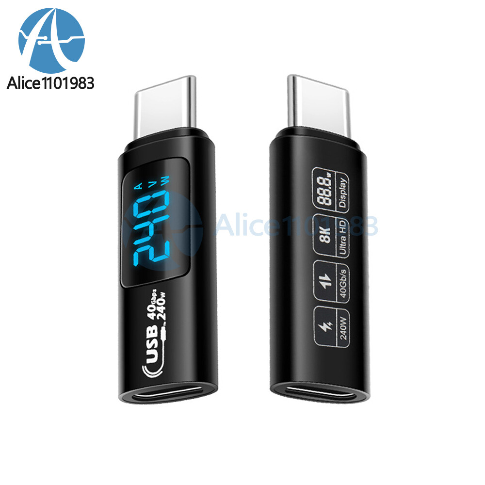 USB 4.0 Type-C Digital Voltage Current Power Tester PD240W Fast Charging Adapter