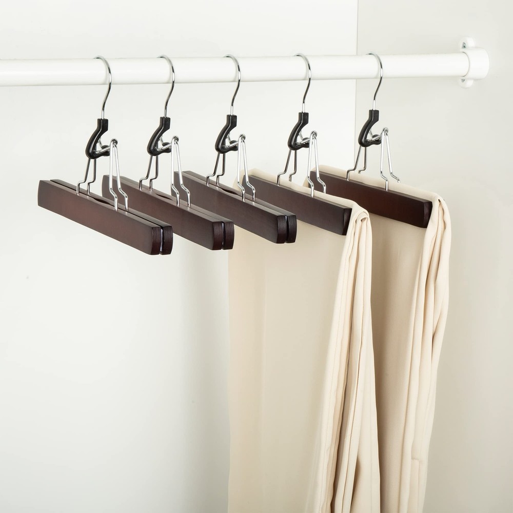 Amazon Basics Wooden Pants Hangers - Cherry, 10-Pack 10-Pack, Cherry
