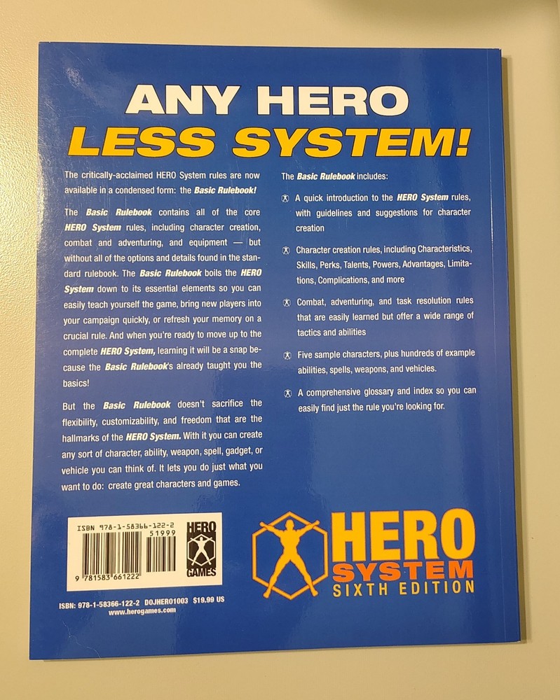HERO System Basic Rulebook 6th Edition RPG Steven S. Long Core Rules OOP