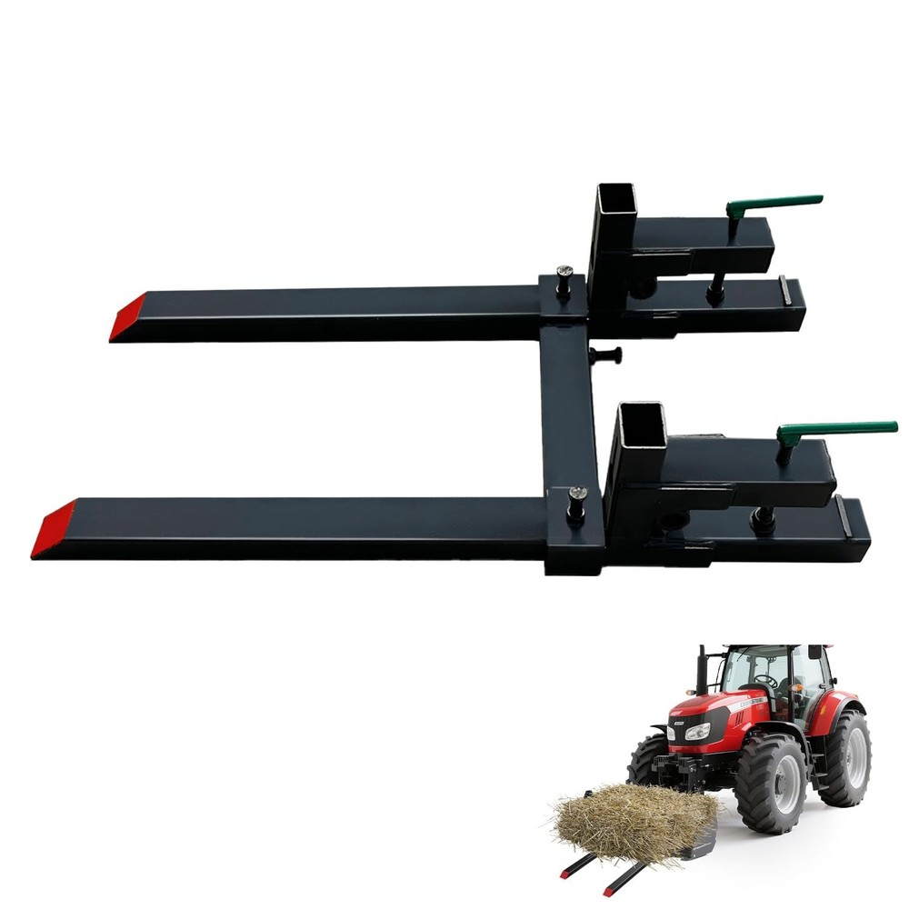 2000LB Quick Attach Loader Pallet Fork,60"Clamp On Pallet Forks W/Adjustable Bar