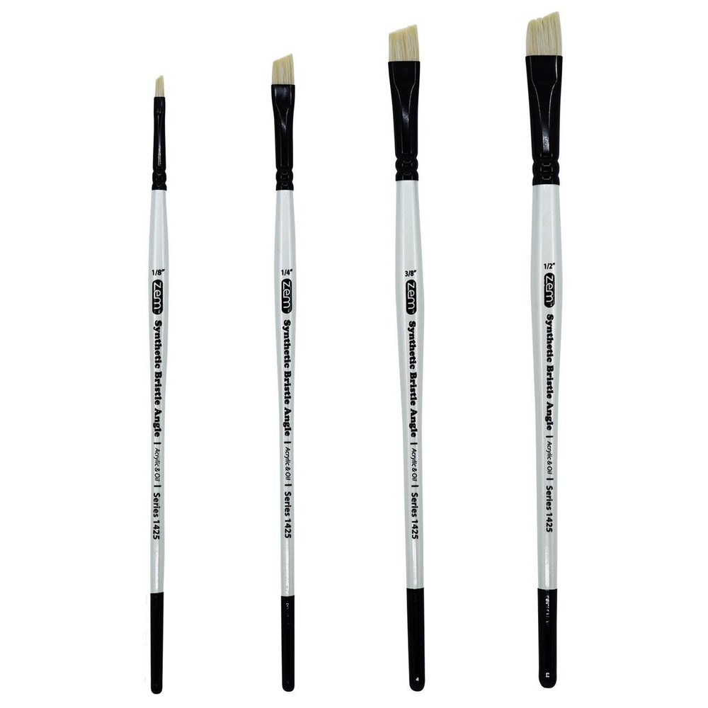 AS-231 White Bristle Synthetic Angles Brush Set 4 pcs