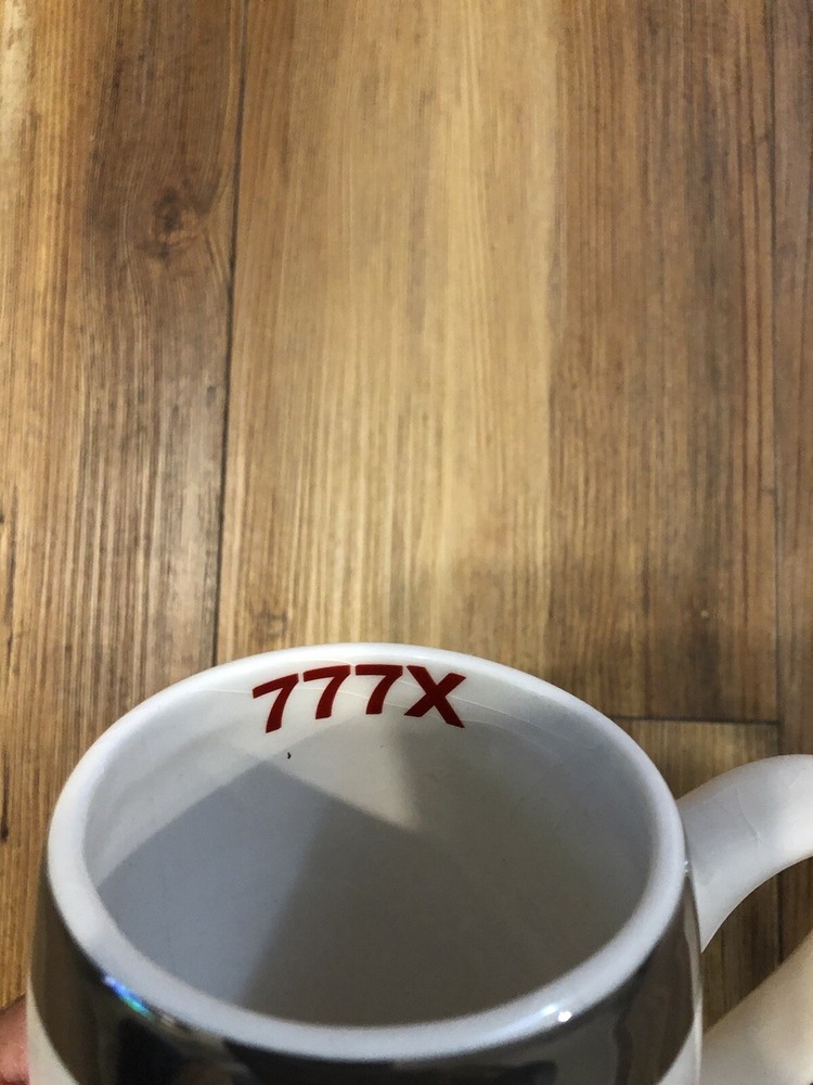 Red Silver Boeing 777X Jets Airplane Aircraft Engine Shaped Mug