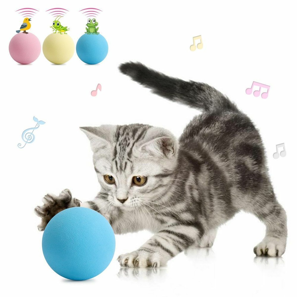 3PCS Cat Gravity Ball Smart Touch Sounding Interactive Pet Squeak Balls Toy