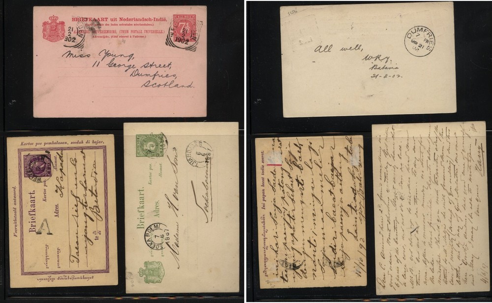 Netherlands  Indies  3  used postal  cards        MS0121