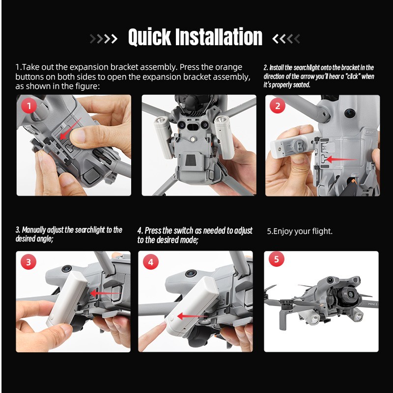 For DJI Mini 5 Pro Drone Night Flight Light Spotlight Beam Propeller Assembly