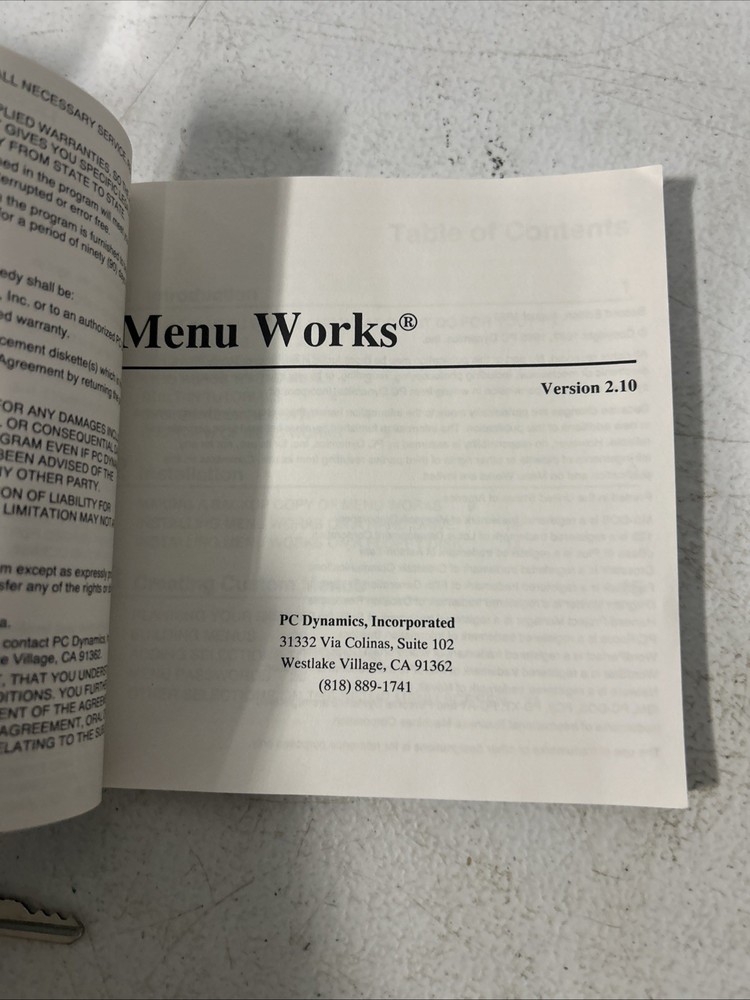 Vintage PC Dynamics Menu Works 5.25” Floppy Disk Software Complete With Manual