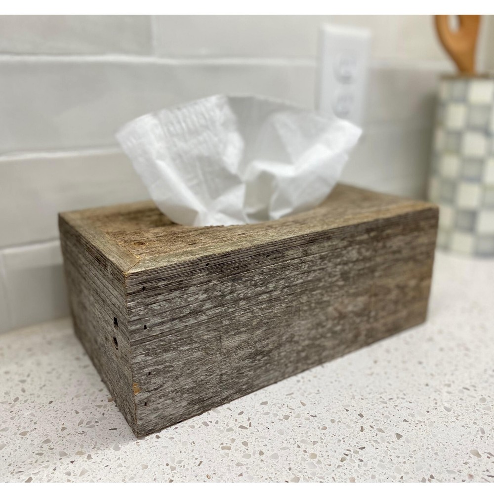 Reclaimed Wood Decorative 9 x 5.25 Rectangular Tissue Box Cover