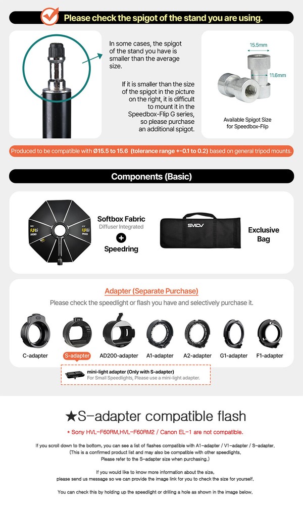 SMDV SPEED-BOX FLIP24G Quick Soft-box Diffuser for S-Light S-Lite Quantum Flash