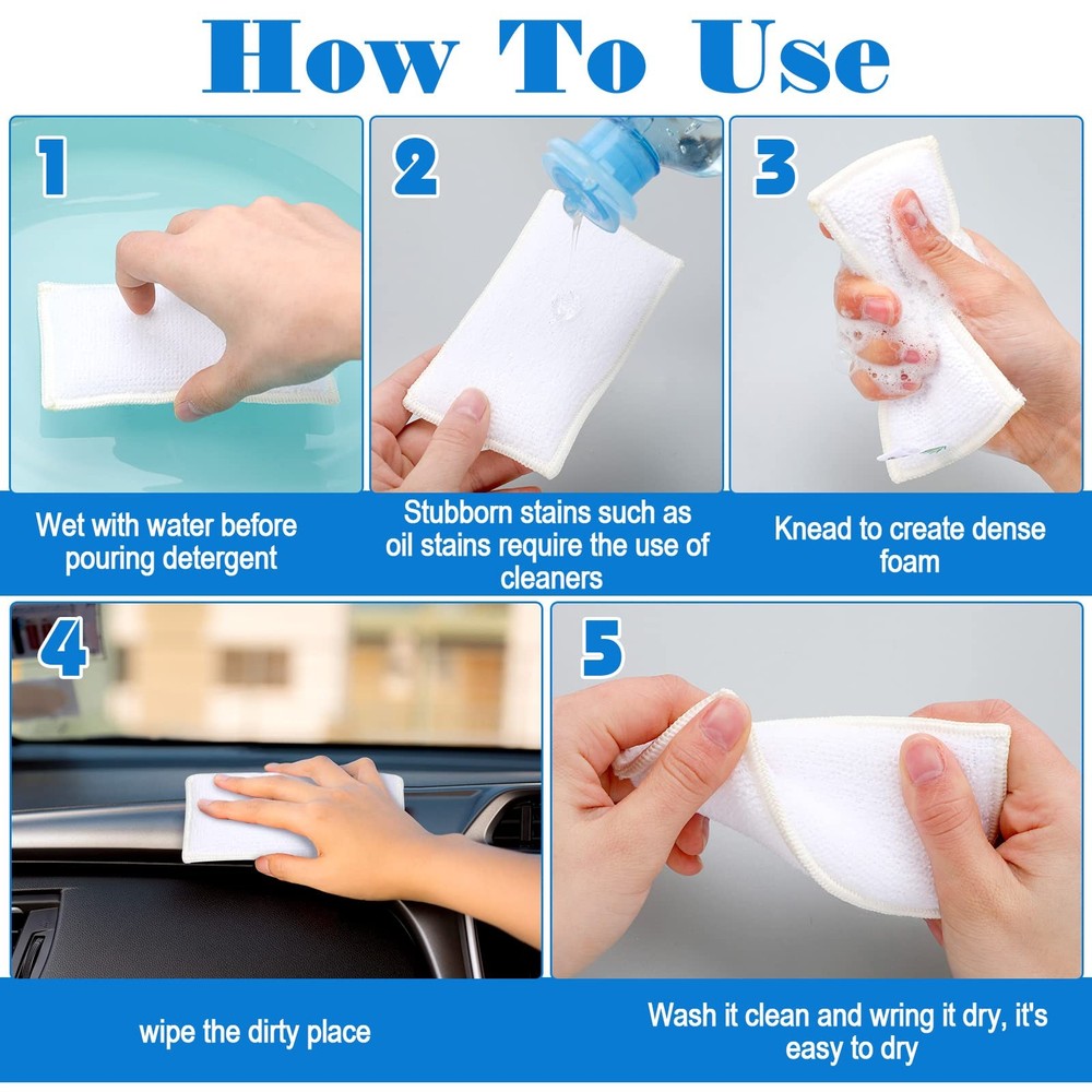 12 Pcs Interior Scrubbing Sponge for Leather Plastic Car Microfiber Kitchen H