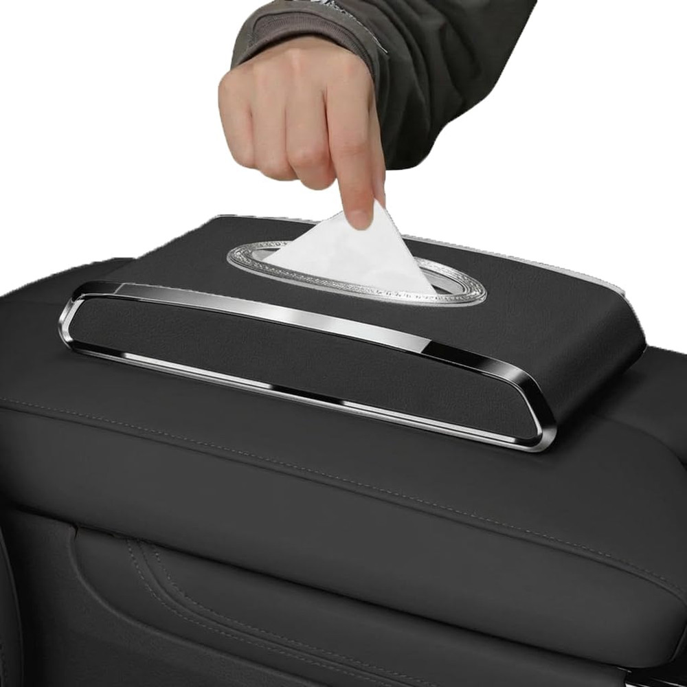 Faux Leather Car Tissue Holder for Interior, Multi-Function Tissue Box, Armrest