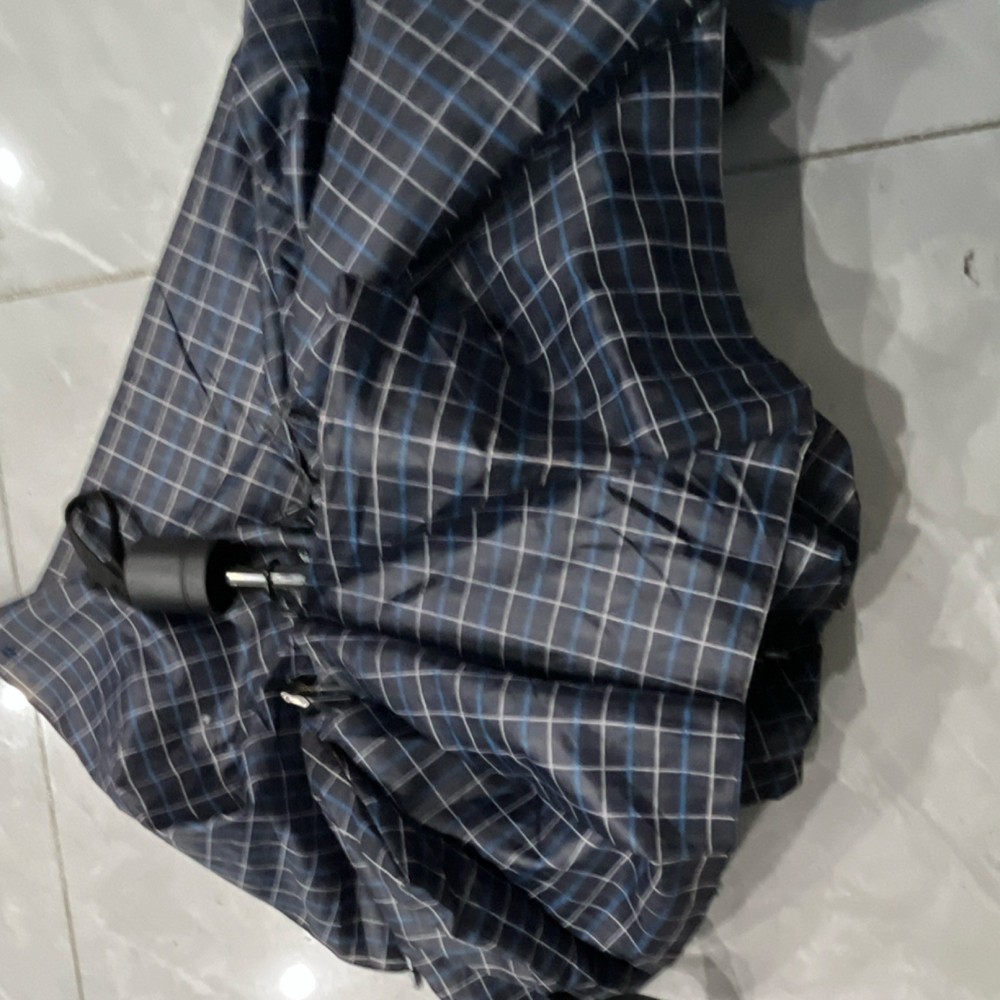 Blue White Plaid Women's Compact Folding Umbrella