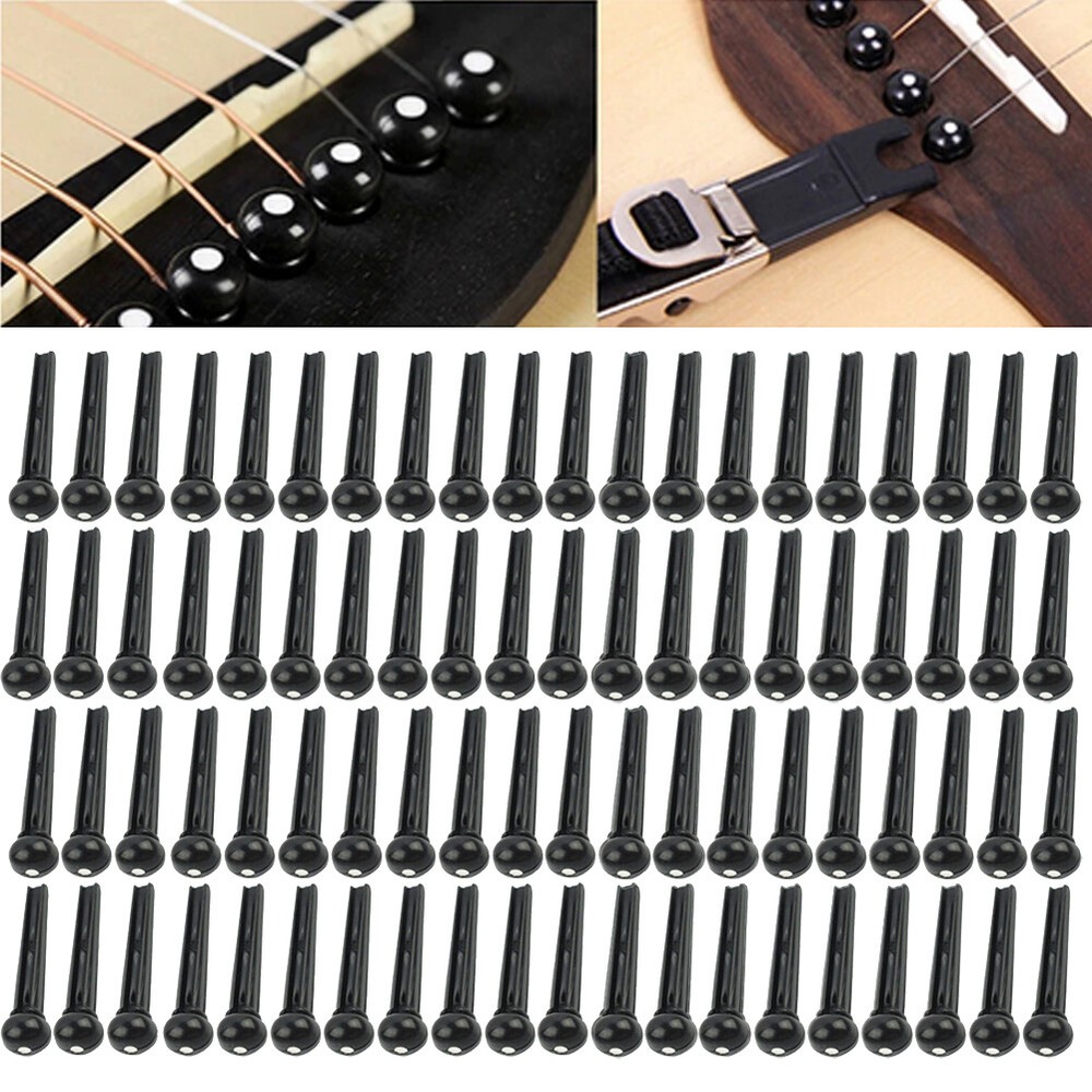 50PCS Black Acoustic Guitar Bridge Pins Plastic String End Peg Fastener Holder