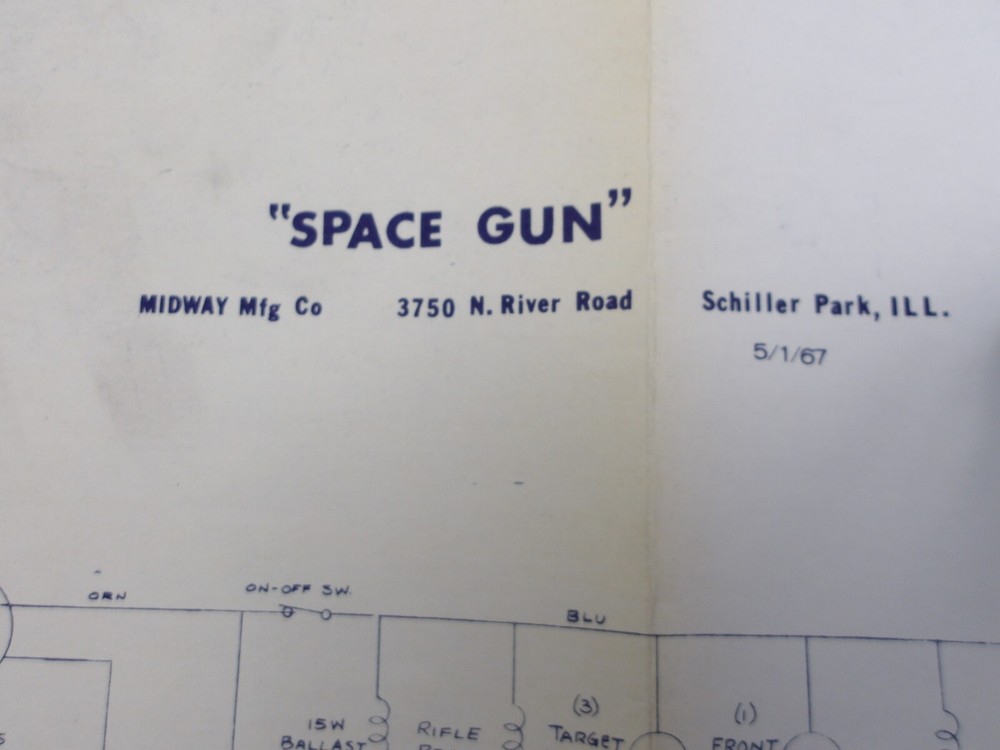 Midway: Space Gun - Gun Game - Schematic - NOS
