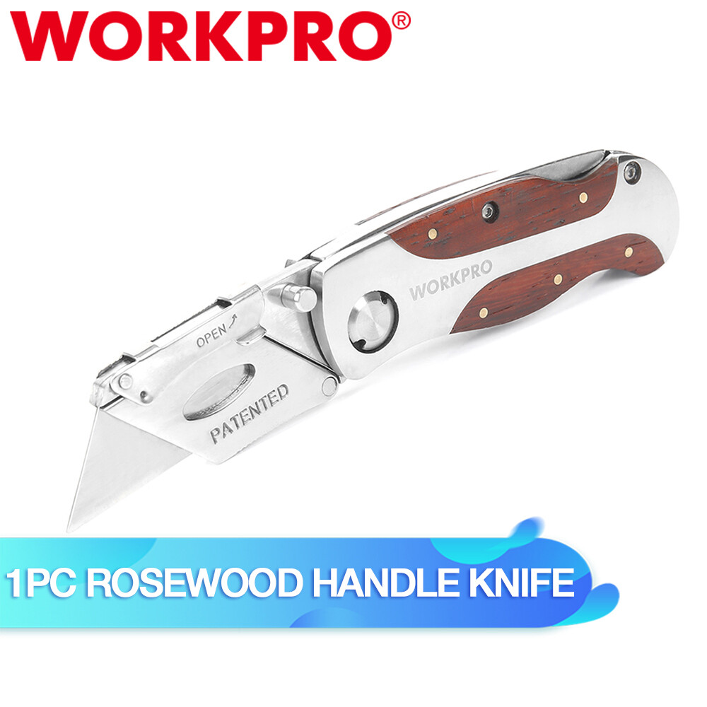 WORKPRO Quick-Change Utility Knife Classical Retro Style Wood Grain Handle Knife