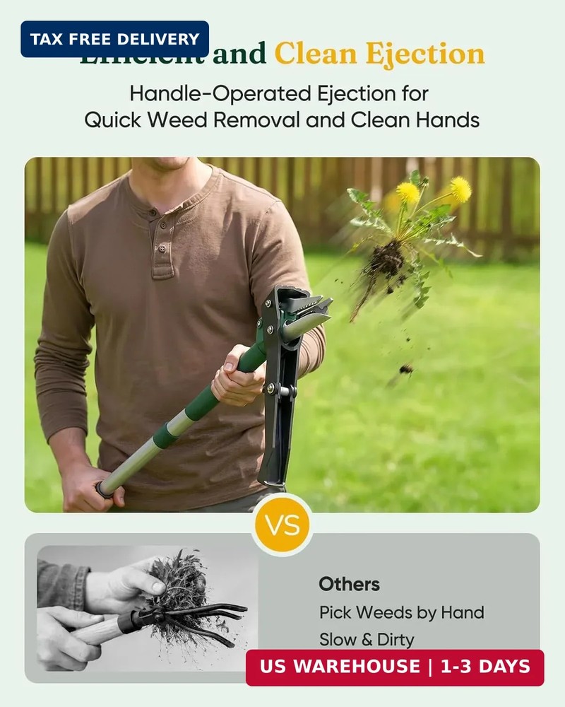 Stand Up Weed Puller Tool, Claw Garden Weed Removal Tool with Eject Mechanism, H