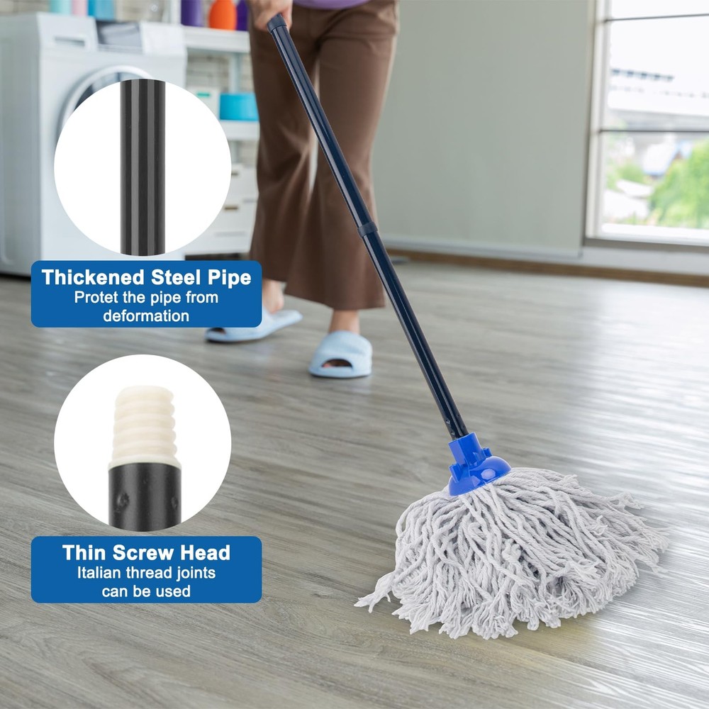 Mop for Floor Cleaning,2 Pcs Cotton String Wet Mops Replacement Head Refill C...
