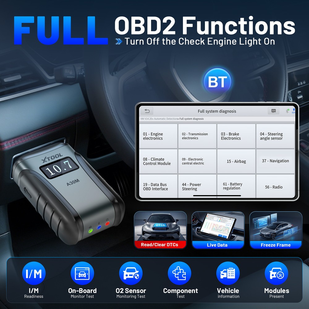 2026 XTOOL A30M KIT Wireless OBD2 Scanner Full System Diagnostic Tool 26+ Reset