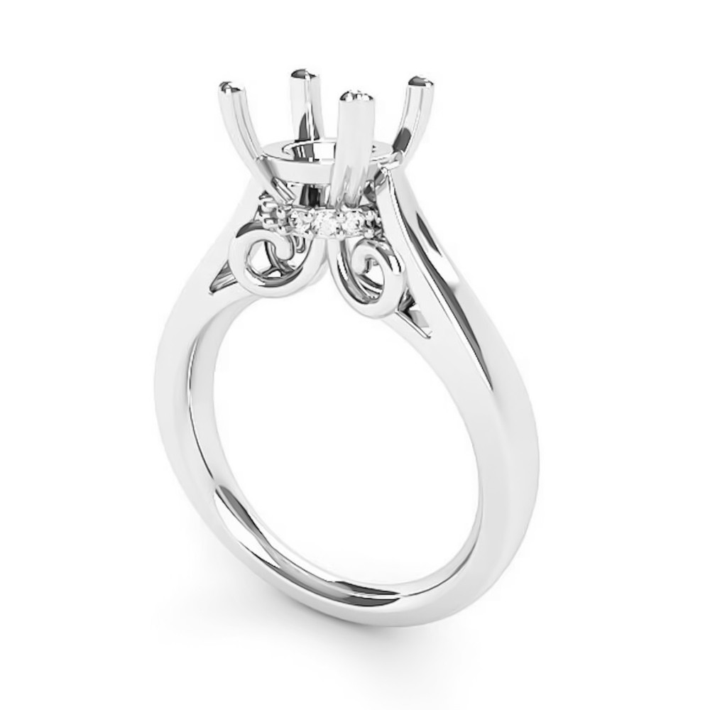 Round 10mm Semi Mount Ring Setting 925 Sterling Silver Side Stone Topaz