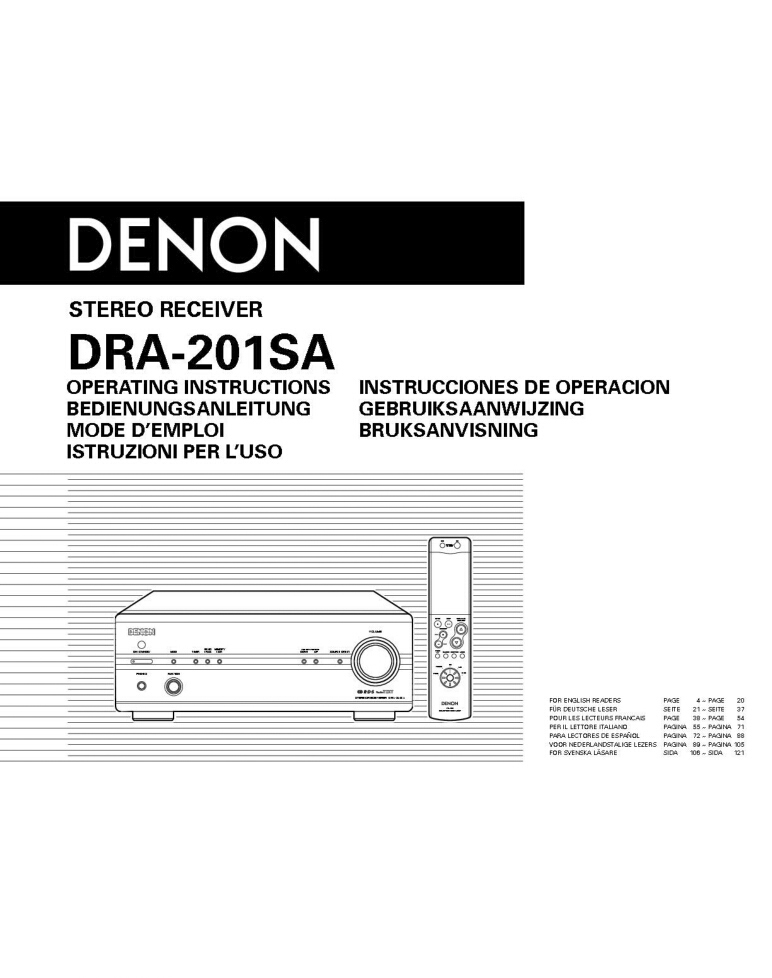 Denon DRA-201SA Receiver Owners Instruction Manual
