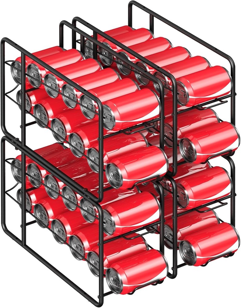 4 Pack - Can Organizer for Pantry, Stackable Can Dispenser Rack Canned Food S...