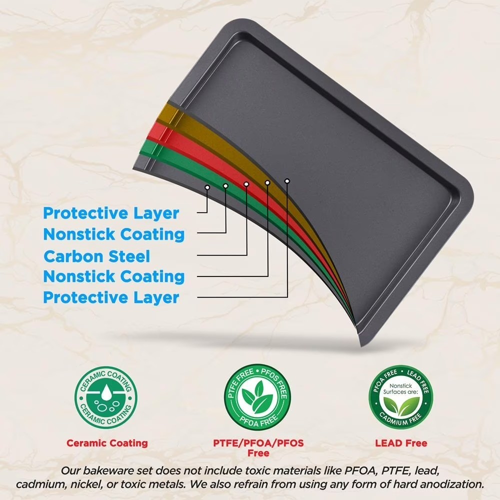 3-Pc Non-Stick Baking Trays, Cookie Sheet - One Size