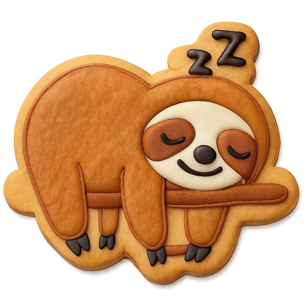 Snoozing Sloth Cookie Cutter - 4x3.5" Fun Kitchen Baking Design