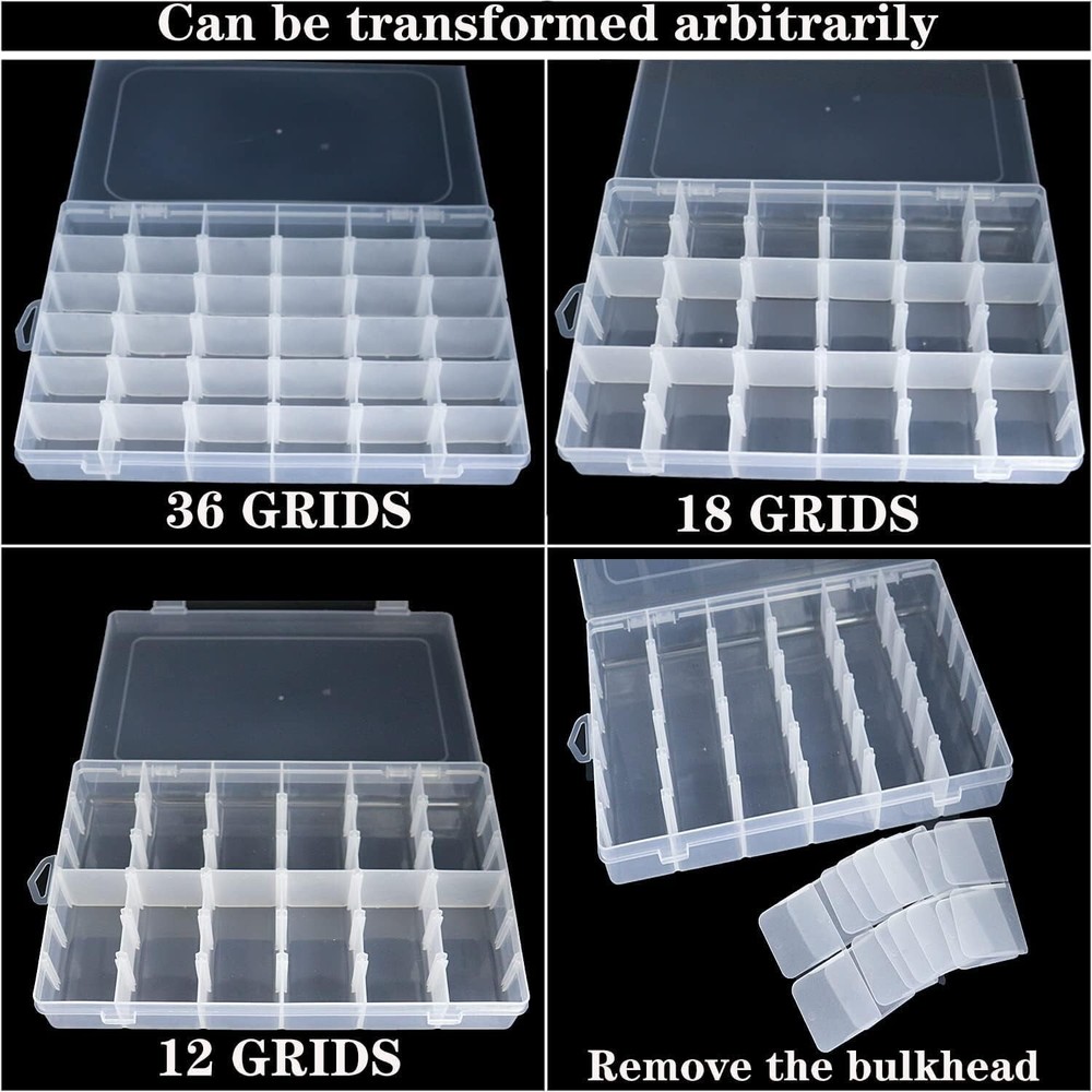 Multi-Purpose Adjustable Storage Boxes - 10.8" x 7" x 1.8" - 8 Packs
