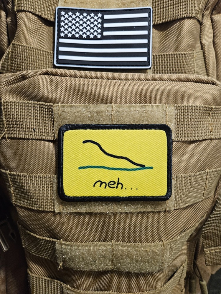 Meh badly drawn Gadsden flag meme 2"x3" hook & loop patch
