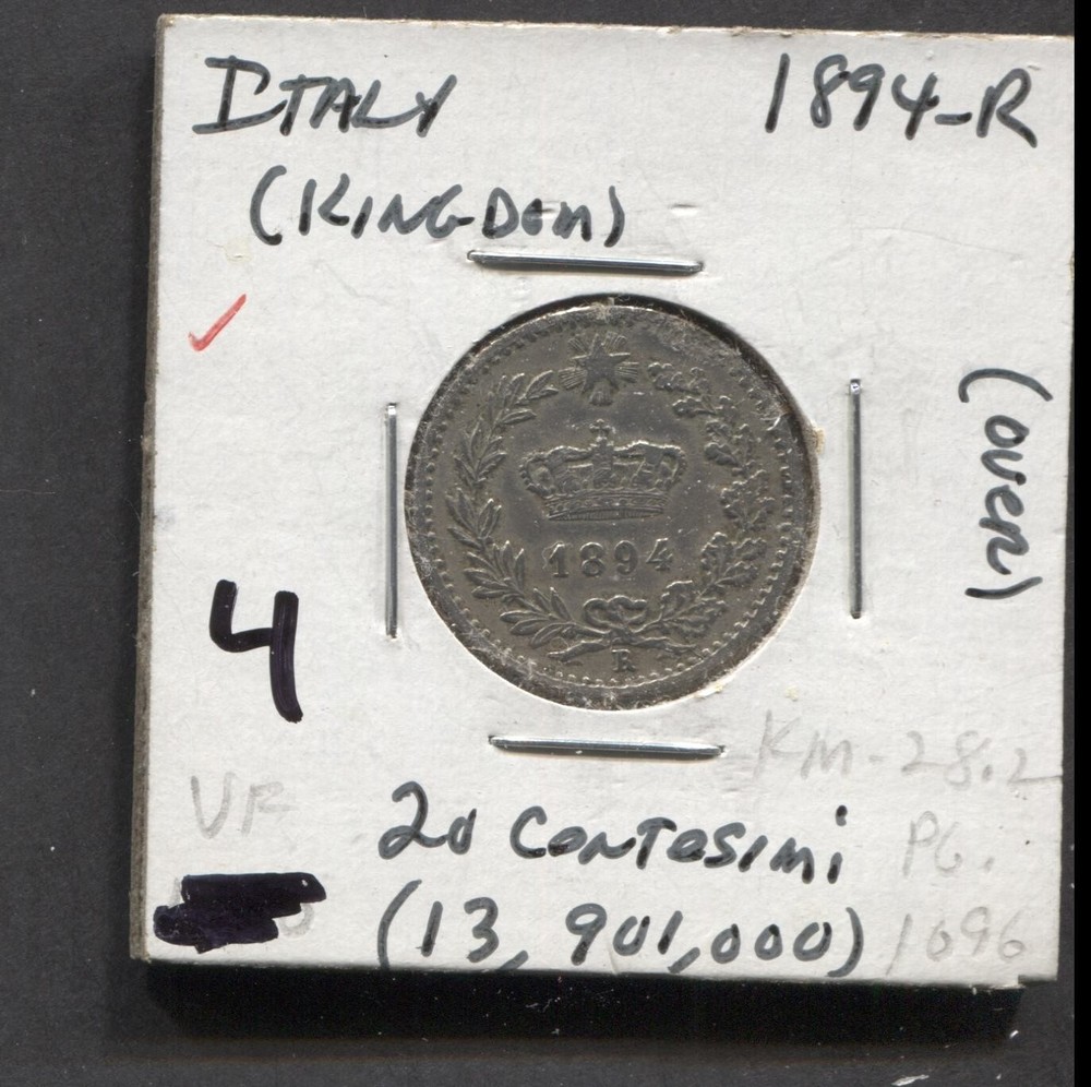 1894-Italy-VF-20 Centesimi